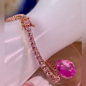 6CT PINK AMETHYST Tennis Bracelet. 14k Rose gold over alloy. 7" and 7.5"